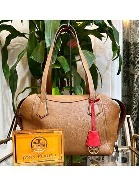 AUTHENTIC TORY BURCH TAN PERRY SATCHEL HANDBAG